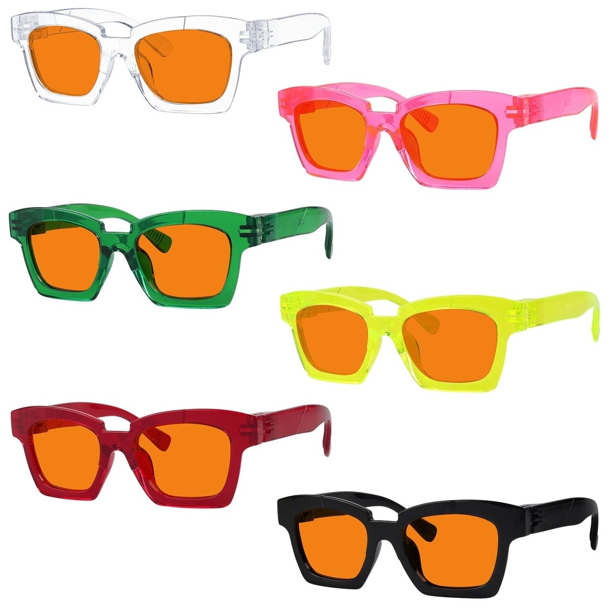 6 Pack 100% Blue Light Blocking Orange Glasses Metalless Screwless NR2019 - B98eyekeeper.com