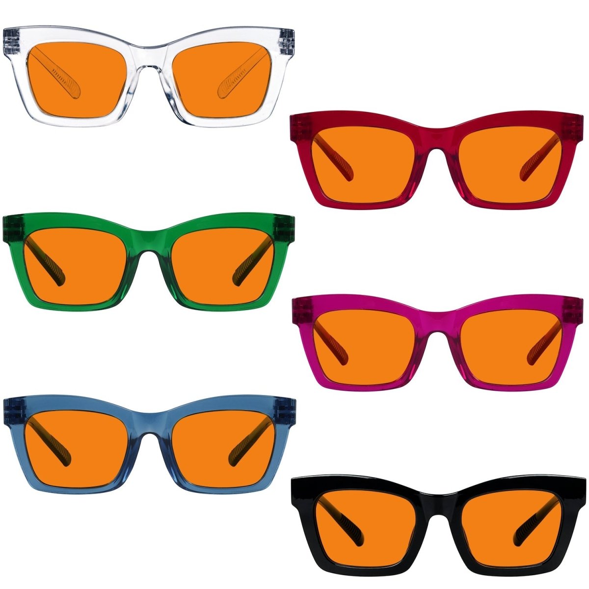 6 Pack 100% Blue Light Blocking Orange Glasses Metalless Screwless R2308 - B98eyekeeper.com