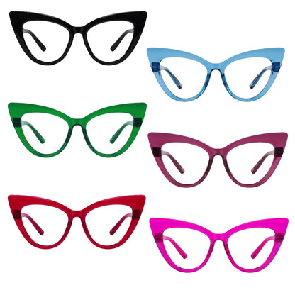 6 Pack 30% Blue Light Blocking Glasses Cat - eye Metalless Screwless Eyewear R2318 - B15eyekeeper.com