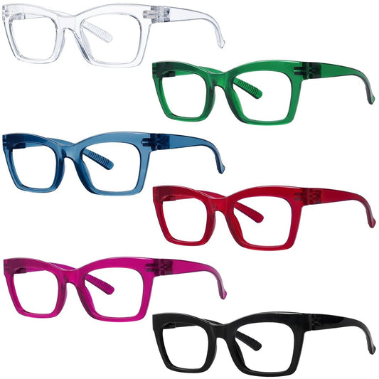 6 Pack 30% Blue Light Blocking Metalless Screwless Cat - eye Glasses R2308 - B15eyekeeper.com
