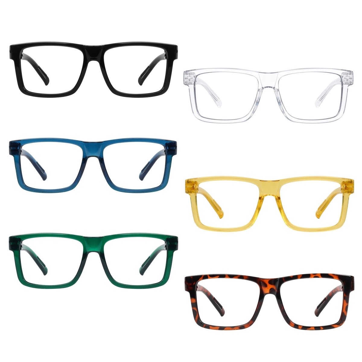 6 Pack 30% Blue Light Blocking Rectangle Metalless Glasses NR2142 - B15eyekeeper.com