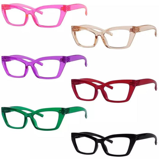 6 Pack Chunky Cat - eye Metalless Screwless Reading Glasses R2516eyekeeper.com