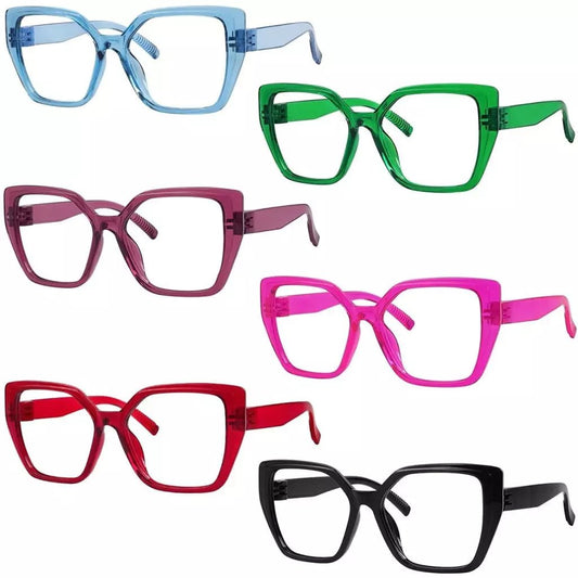 6 Pack Metalless Cat - eye Oversized Thick Spring Hinge Reading Glasses NR2314eyekeeper.com