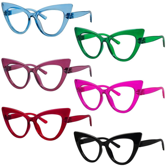 6 Pack Oversized Metalless Screwless Cat - eye Reading Glasses NR2318eyekeeper.com