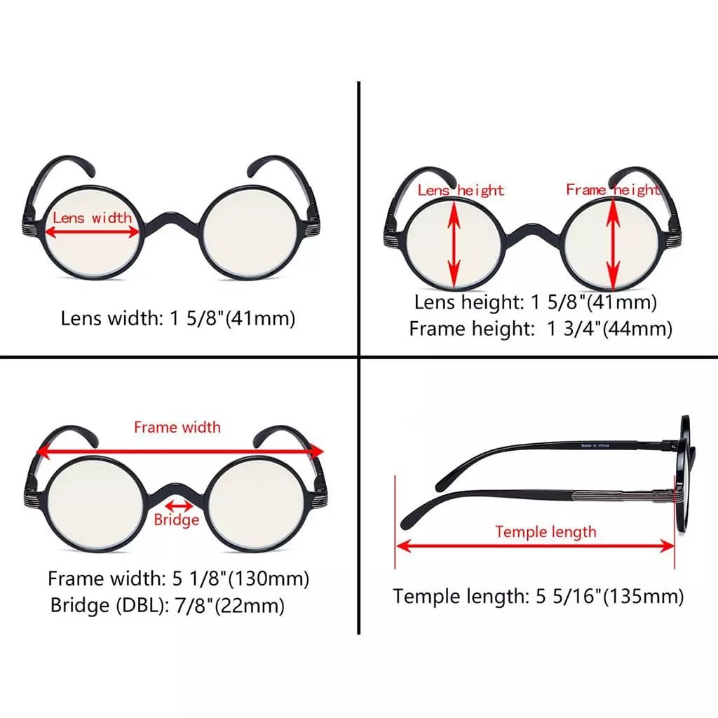 6 Pack Round Blue Light Filter Reading Glasses UVR077BXeyekeeper.com