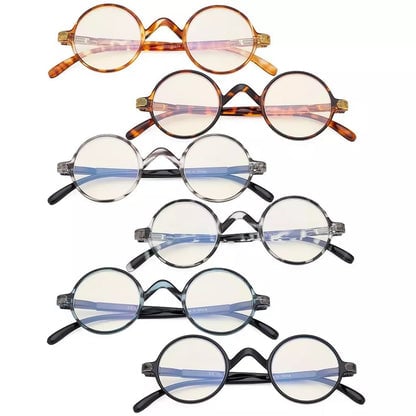 6 Pack Round Blue Light Filter Reading Glasses UVR077BXeyekeeper.com