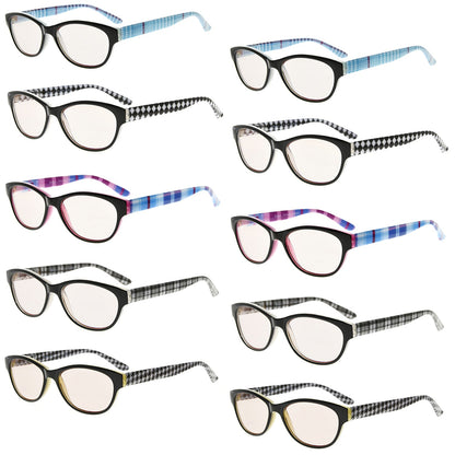 10 Pack Cat Eye Patterned Blue Light Blocking Reading Glasses CG074