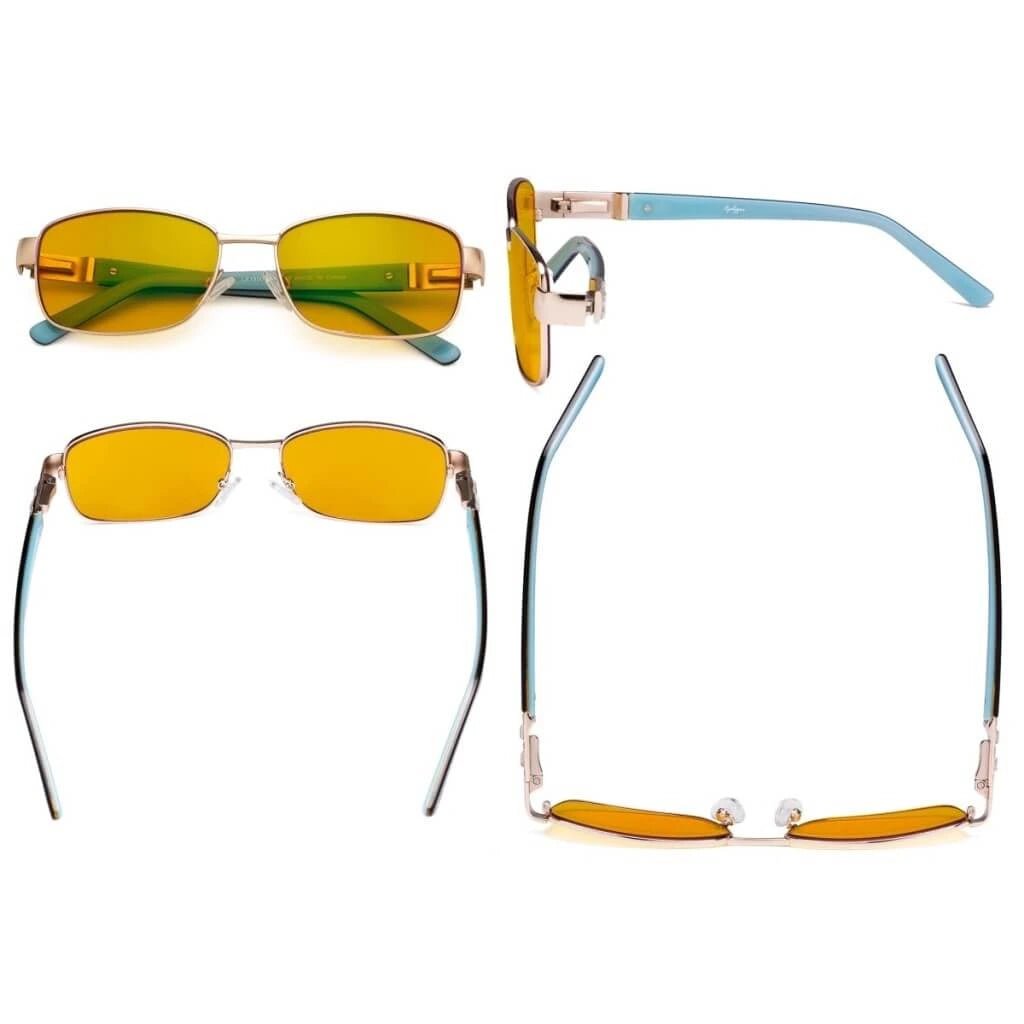 Blue Light Blocking Eyeglasses with Crystal Accents Amber Tinted Lenses LX19007 - BB90eyekeeper.com