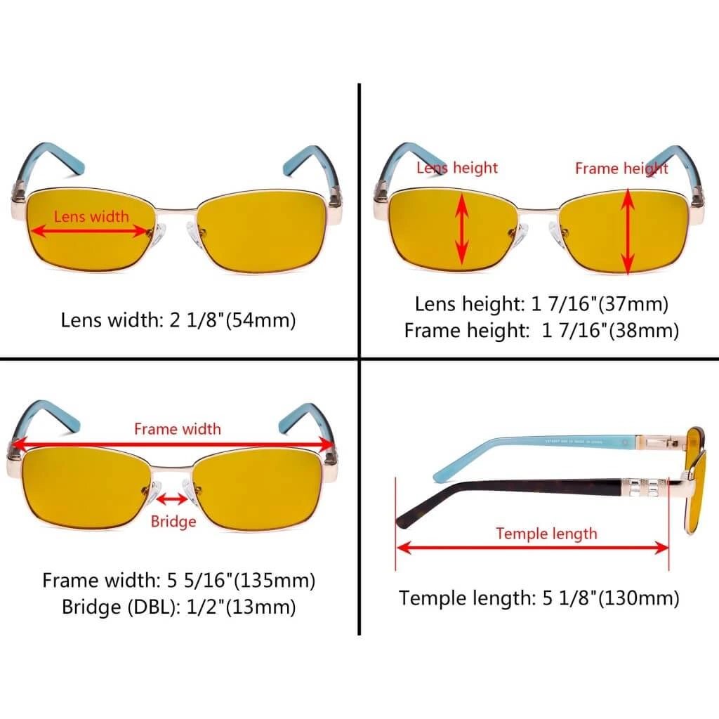 Blue Light Blocking Eyeglasses with Crystal Accents Amber Tinted Lenses LX19007 - BB90eyekeeper.com