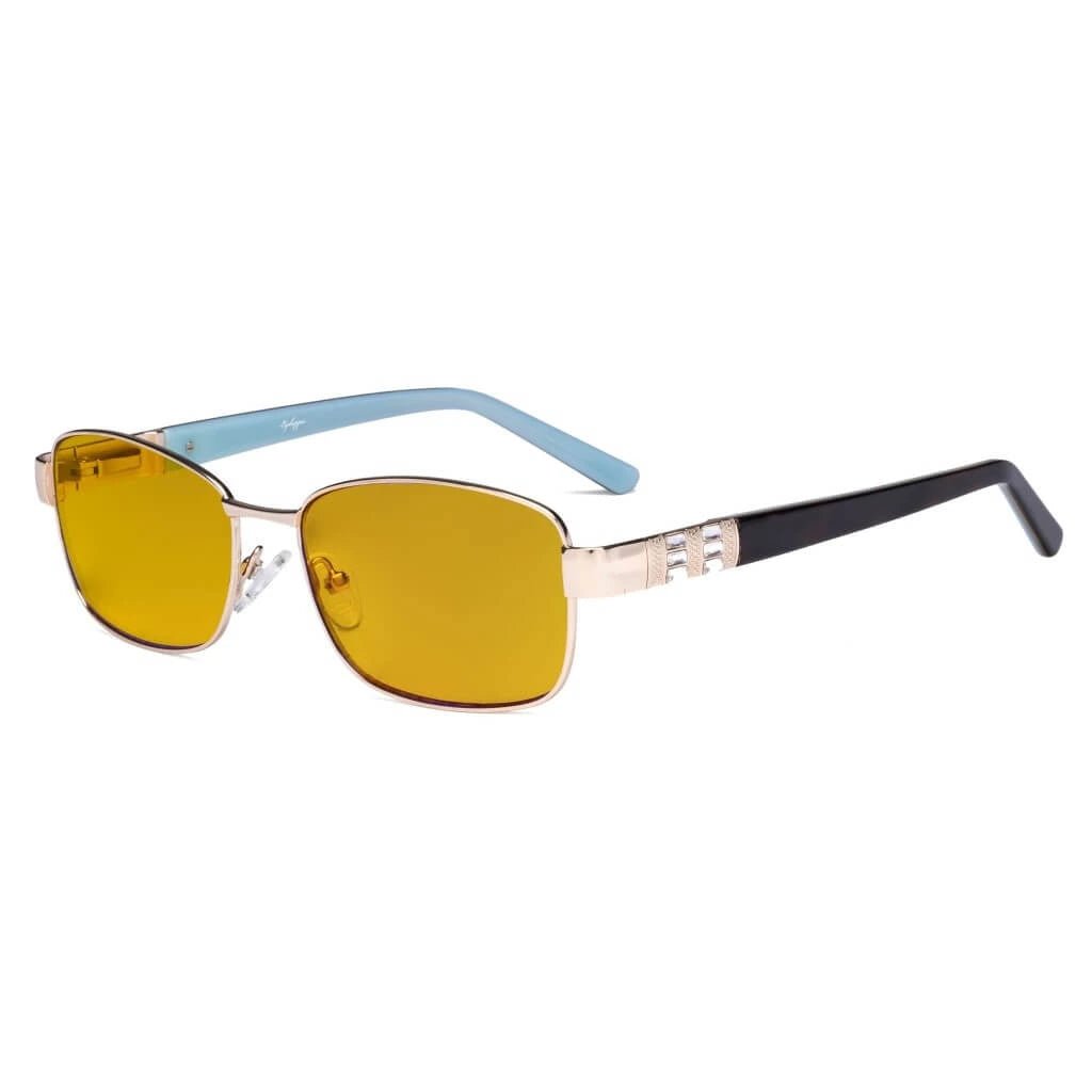 Blue Light Blocking Eyeglasses with Crystal Accents Amber Tinted Lenses LX19007 - BB90eyekeeper.com