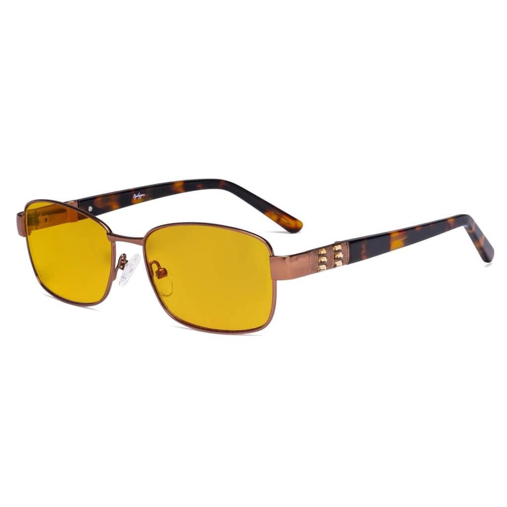 Blue Light Blocking Eyeglasses with Crystal Accents Amber Tinted Lenses LX19007 - BB90eyekeeper.com