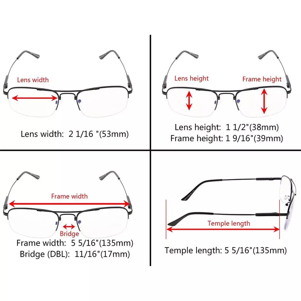 Half - rim Pilot Progressive Multifocus Reading Glasses M1706eyekeeper.com