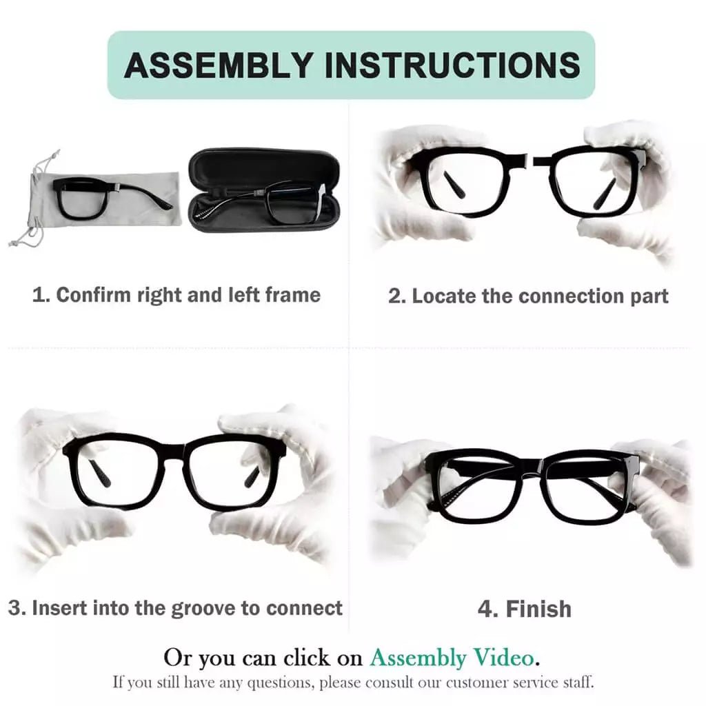 (Must Buy Both Eye) Metalless Screwless Reading Glasses with Different Strength PR033 (Black)eyekeeper.com