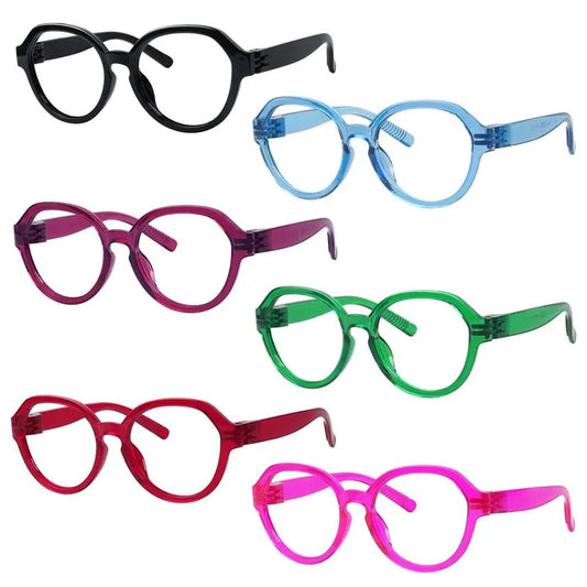 Oversized 6 Pack Metalless Screwless Thick Spring Hinge Reading Glasses NR2317eyekeeper.com