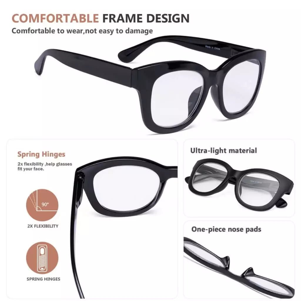 Oversized Retro Reading Glasses Thick Square Design Readers FH1555eyekeeper.com