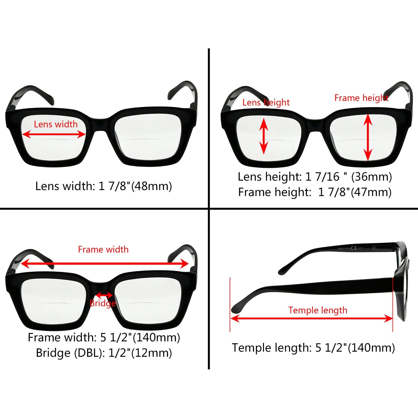 Stylish Bifocal Reading Glasses Thicker Frame Bifocal Readers BR9106