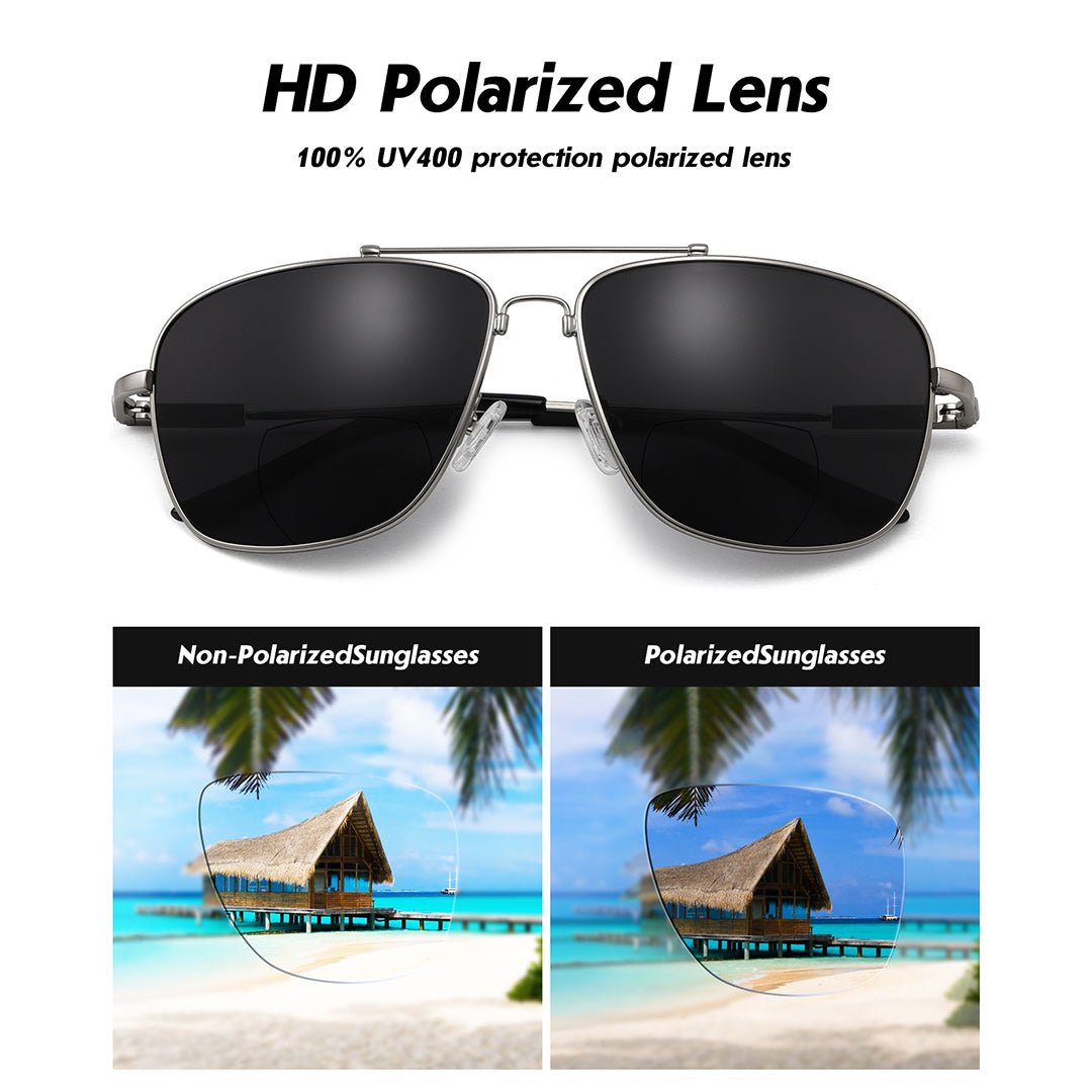 Pilot Style Polarized Bifocal Sunglasses Readers PGSG1801eyekeeper.com