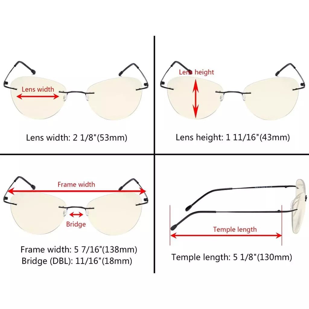 Rimless Pilot Progressive Multifocus Reading Glasses MWK9901Beyekeeper.com