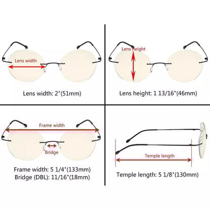 Rimless Round Multifocus Progressive Reading Glasses MWK9910eyekeeper.com