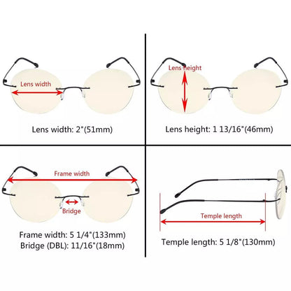 Rimless Round Multifocus Progressive Reading Glasses MWK9910eyekeeper.com