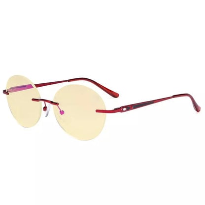 Round Rimless Blue Light Blocking Reading Glasses TMWK9910Aeyekeeper.com