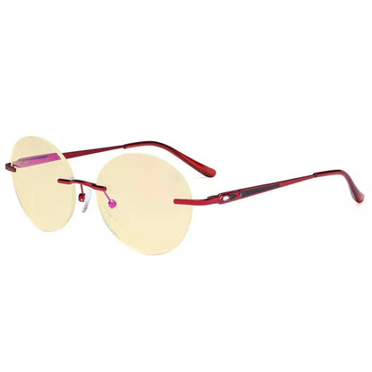 Round Rimless Blue Light Blocking Reading Glasses TMWK9910Aeyekeeper.com