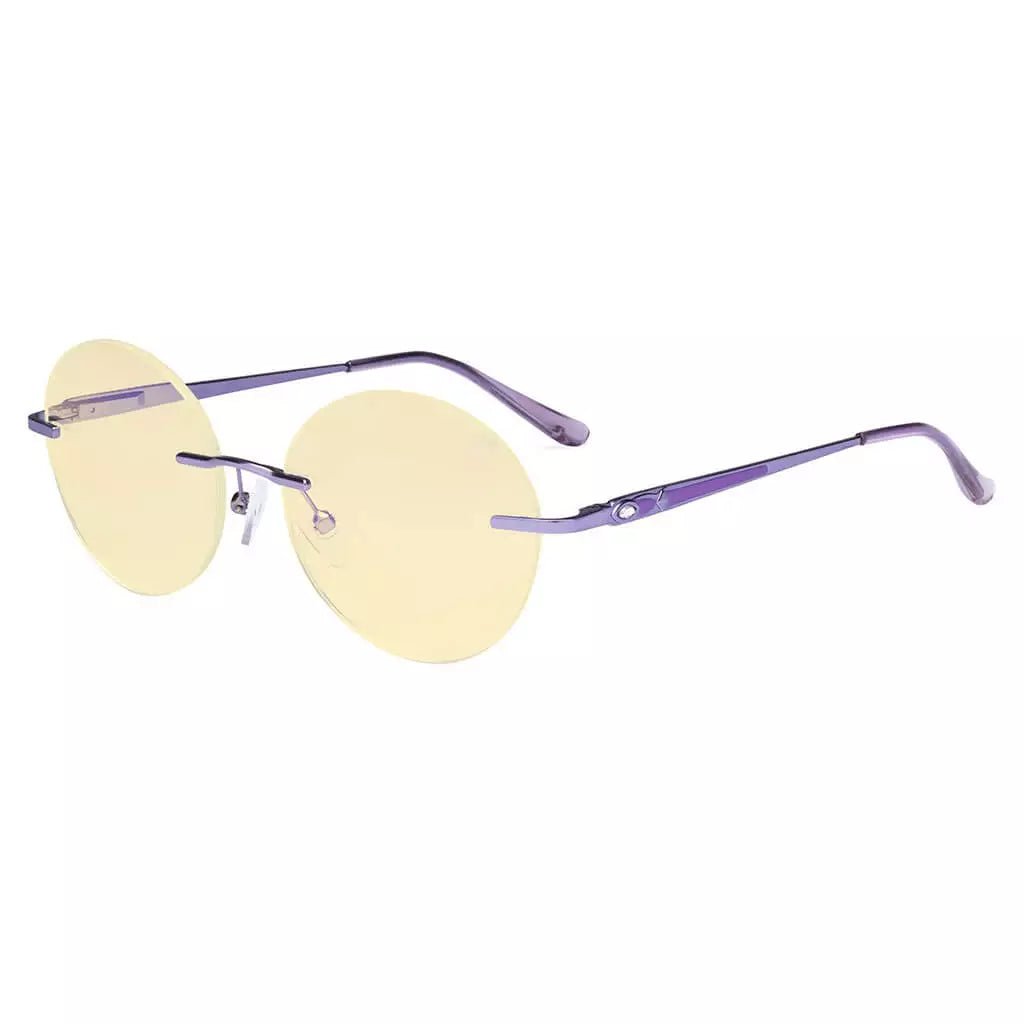Round Rimless Blue Light Blocking Reading Glasses TMWK9910Aeyekeeper.com