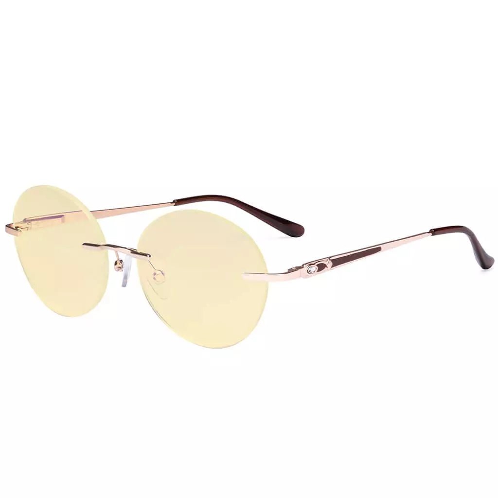 Round Rimless Blue Light Blocking Reading Glasses TMWK9910Aeyekeeper.com