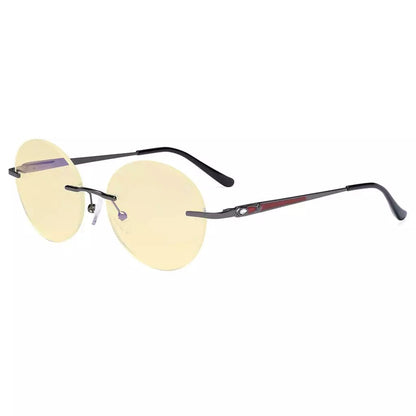 Round Rimless Blue Light Blocking Reading Glasses TMWK9910Aeyekeeper.com