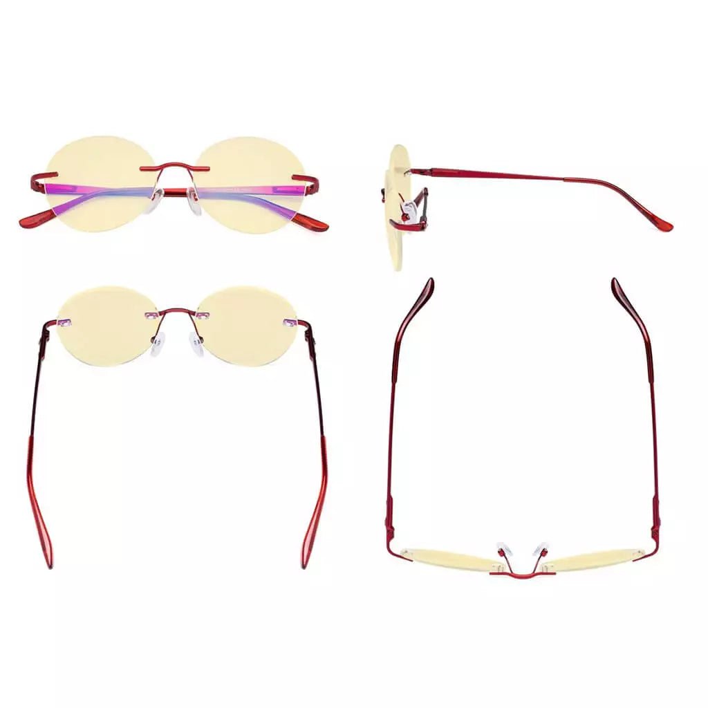 Round Rimless Blue Light Blocking Reading Glasses TMWK9910Aeyekeeper.com