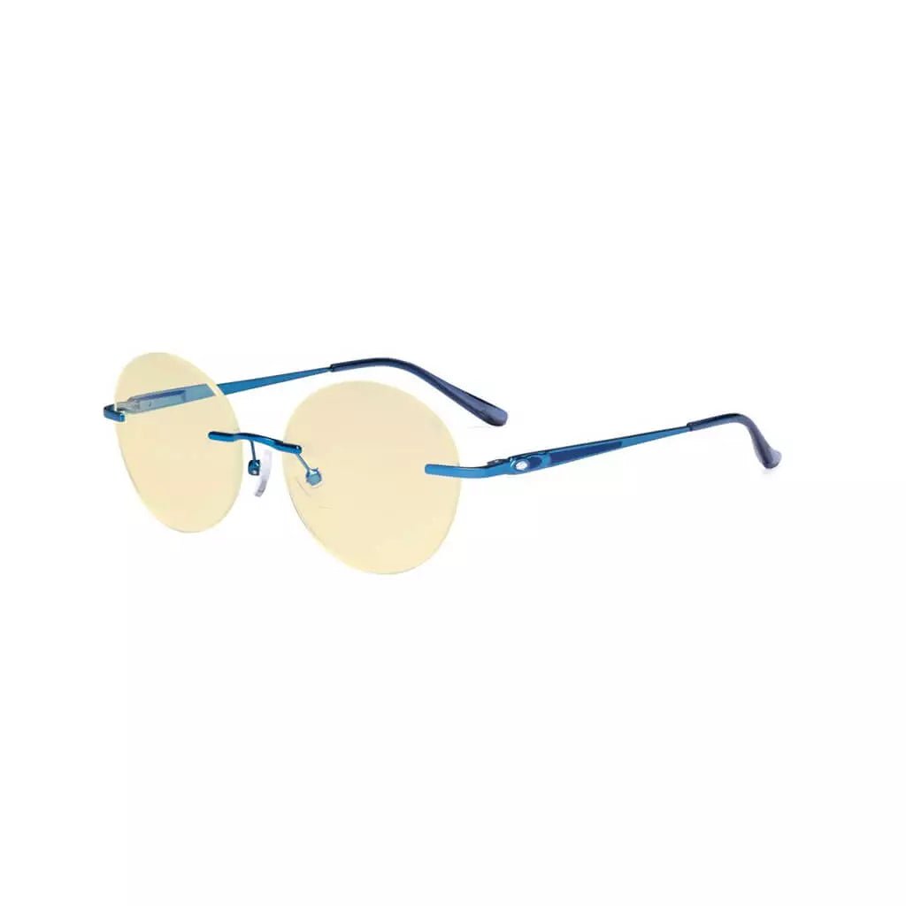 Round Rimless Blue Light Blocking Reading Glasses TMWK9910Aeyekeeper.com
