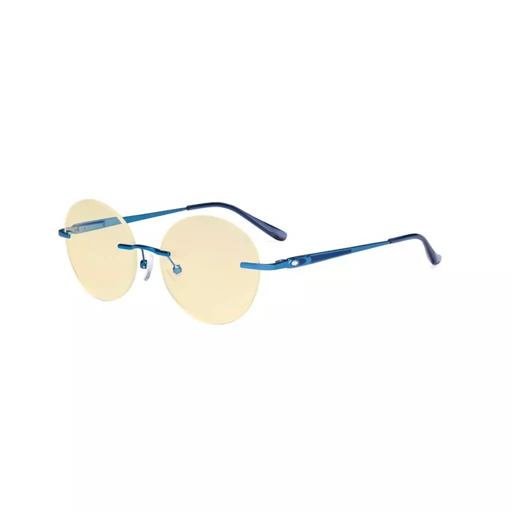 Round Rimless Blue Light Blocking Reading Glasses TMWK9910Aeyekeeper.com