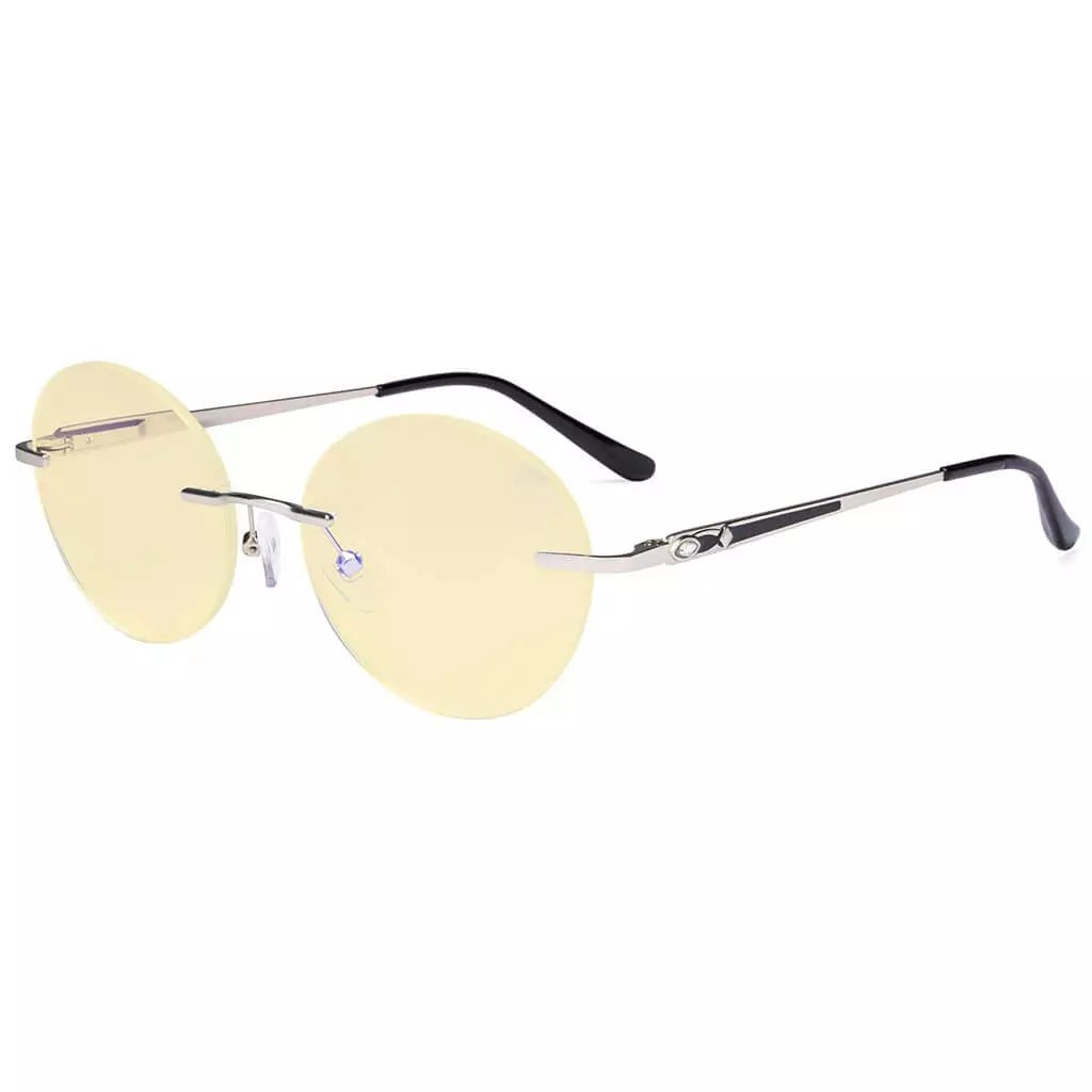 Round Rimless Blue Light Blocking Reading Glasses TMWK9910Aeyekeeper.com