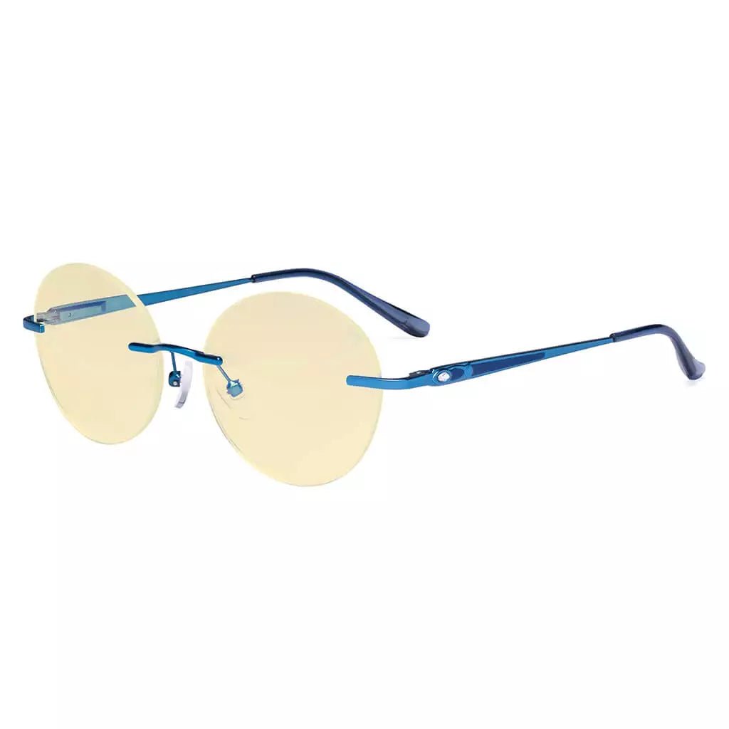 Round Rimless Blue Light Blocking Reading Glasses TMWK9910Aeyekeeper.com