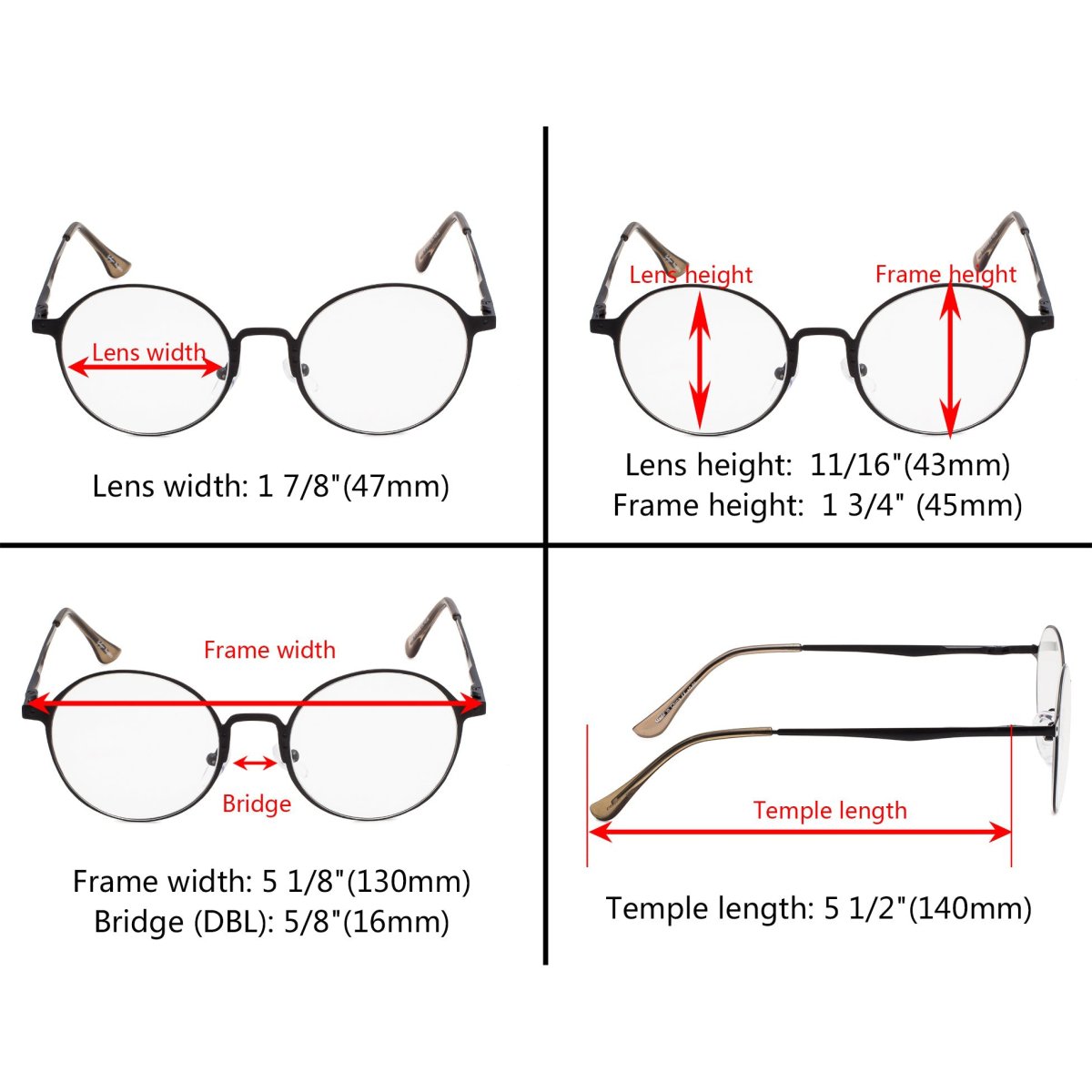 Round Vintage Reading Glasses Full Rim R15044eyekeeper.com