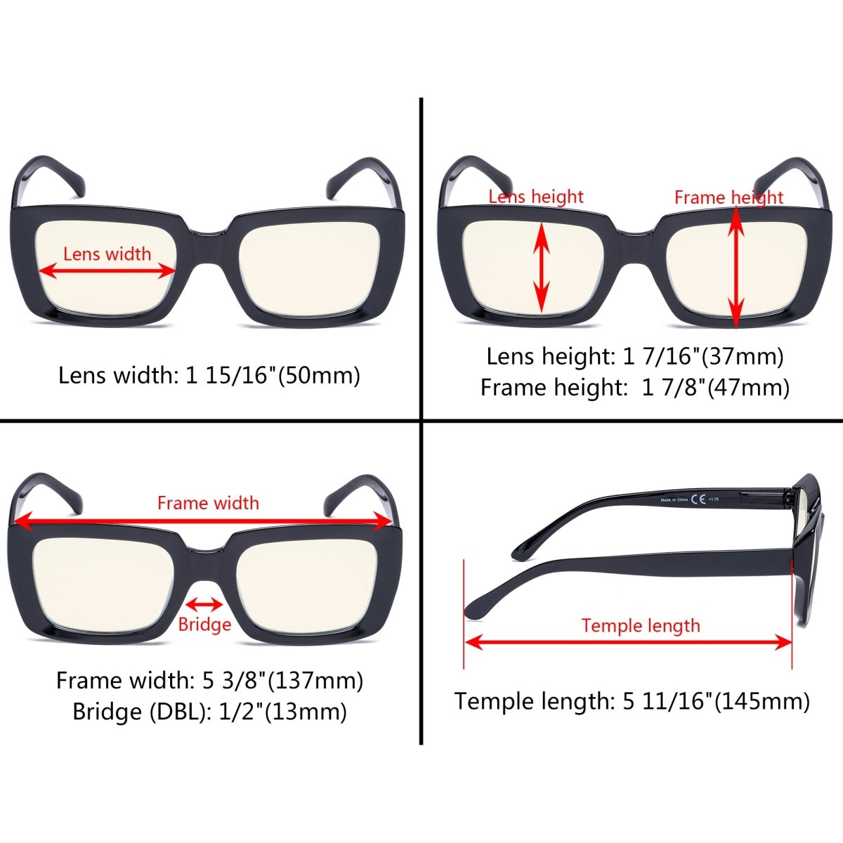 Stylish Thicker Frame Blue Light Filter Reading Glasses UVR9107eyekeeper.com