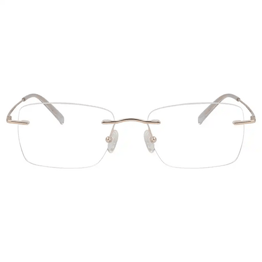 Titanium Rectangle Reading Glasses Rimless Readers LQ6018eyekeeper.com