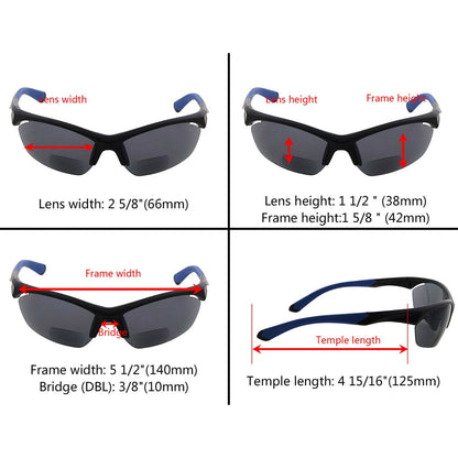 TR90 Half Rim Sports Bifocal Sunglasses Cycling Fishing Readers SG902eyekeeper.com