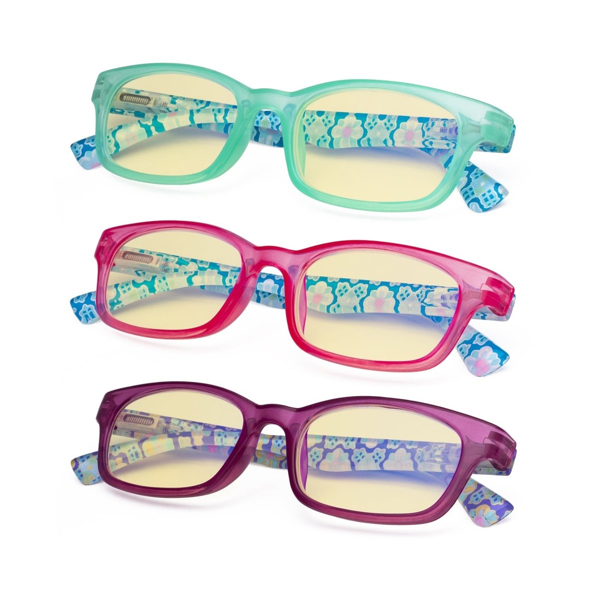 3 Pack Floral Print Blue Light Blocking Readers Women TM029eyekeeper.com