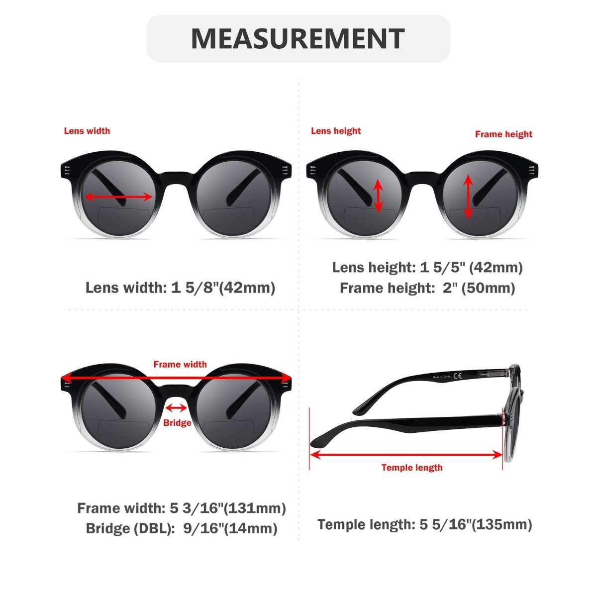 4 Pack Unique Design Round Bifocal Sunglasses Women SBR2032eyekeeper.com