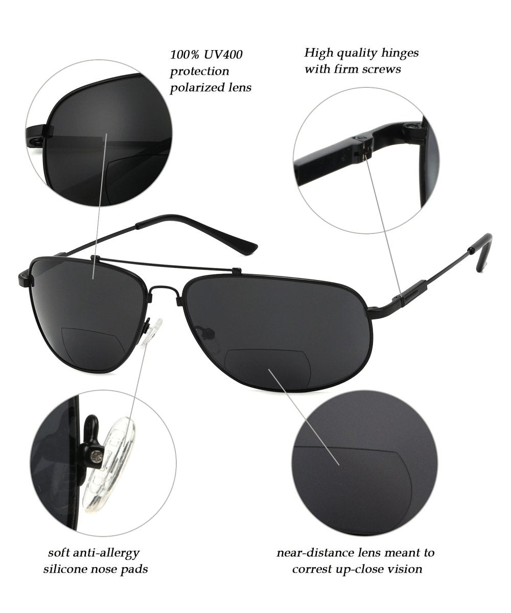 Pilot Style Metal Polarized Bifocal Sunglasses PGSG1803eyekeeper.com